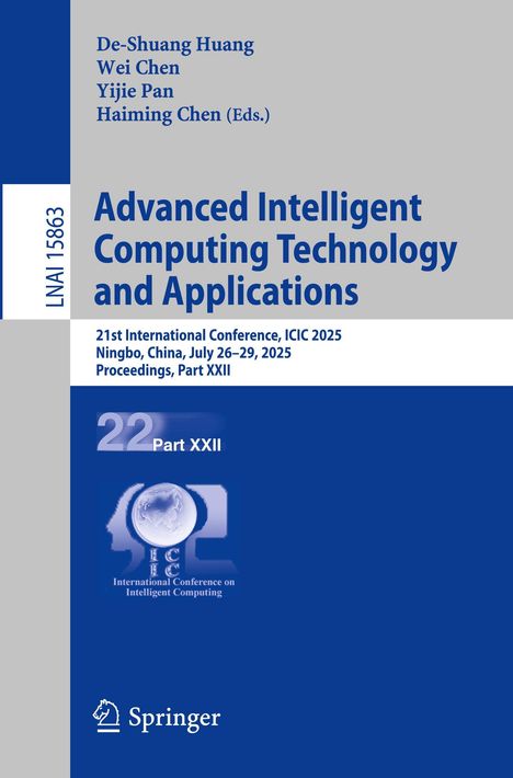 "Advanced Intelligent Computing Technology and Applications", Konferenzdetails unten. Blaues Design mit Springer-Logo.