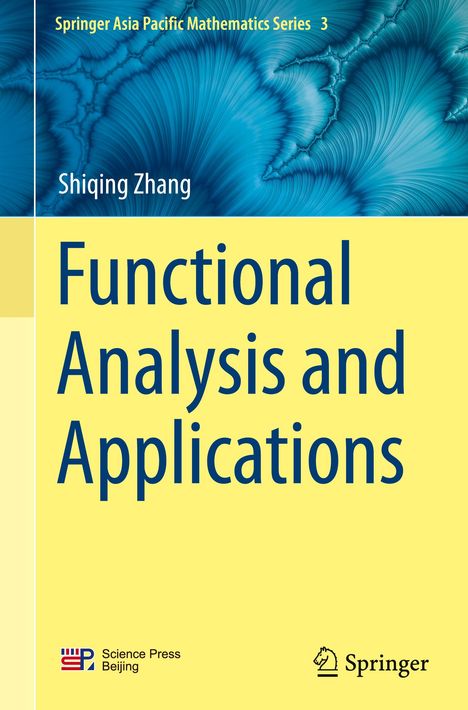 „Functional Analysis and Applications“ von Shiqing Zhang. Blaue abstrakte Muster auf gelbem Hintergrund.
