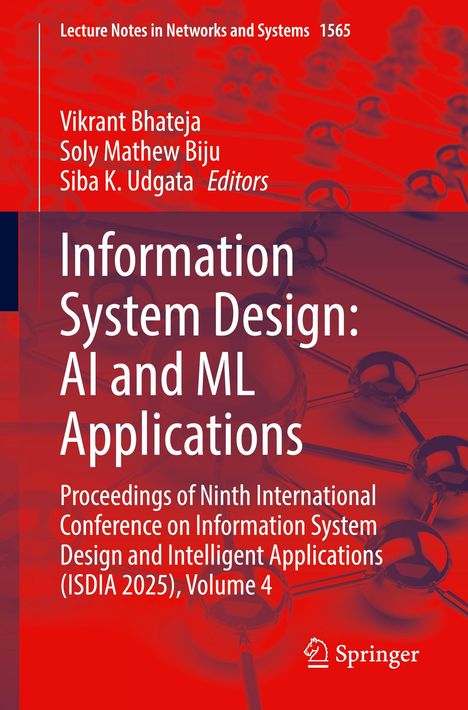 "Information System Design: AI and ML Applications" in weißer Schrift auf rotem Hintergrund; Springer-Logo unten rechts.
