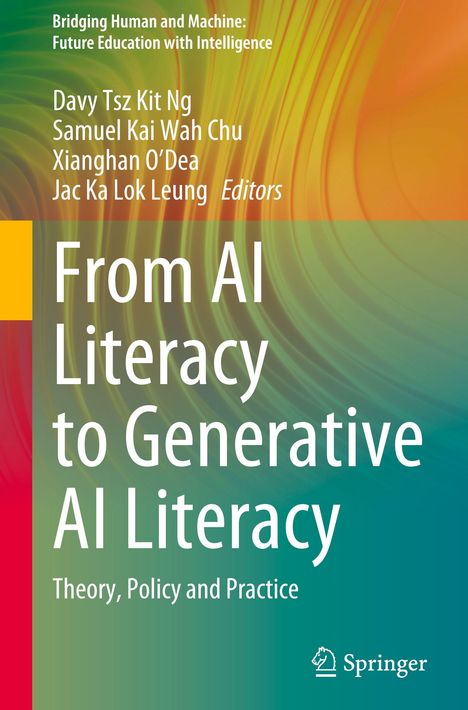 Bridging Human and Machine: Future Education with Intelligence. Gradient in Grün- und Orangetönen. Springer-Logo.