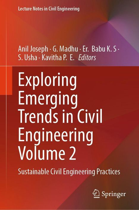 „Exploring Emerging Trends in Civil Engineering Volume 2“ von Anil Joseph und anderen. Springer-Logo unten.