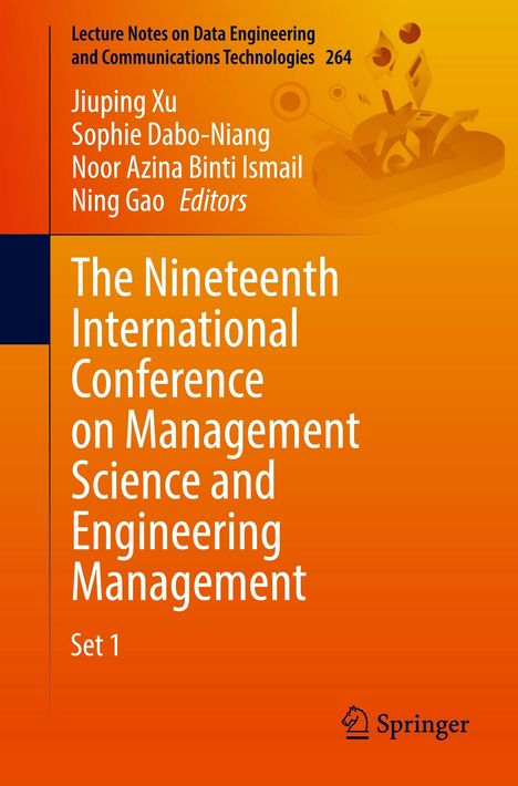 Titel: "The Nineteenth International Conference on Management Science and Engineering Management." Orange Hintergrund, Springer-Logo unten rechts.