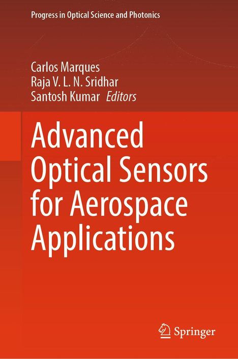 "Advanced Optical Sensors for Aerospace Applications". Titel in Weiß auf rotem Hintergrund mit feinem Linienmuster. Springer-Logo.