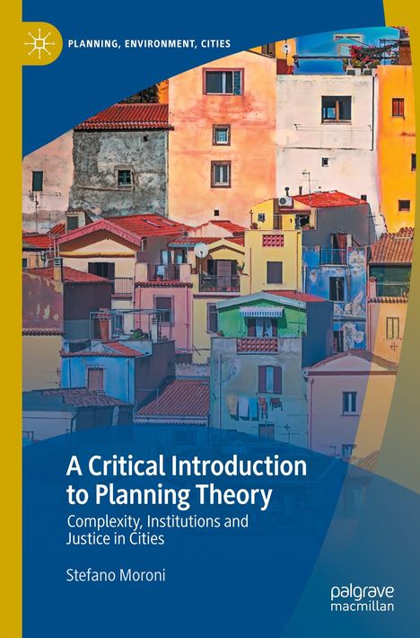 "A Critical Introduction to Planning Theory" oben, bunte Häusergruppen im Hintergrund und ein Logo links oben.