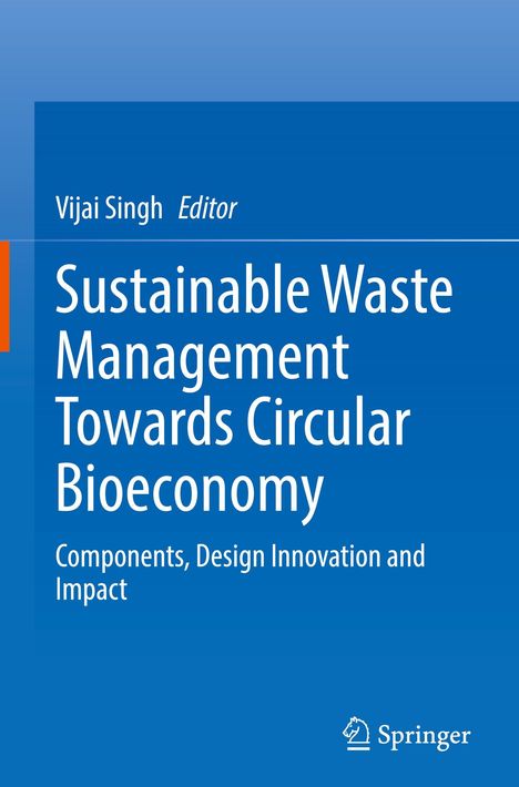 Der Text „Sustainable Waste Management Towards Circular Bioeconomy“ ist auf einem blauen Hintergrund mit einem Springer-Logo.
