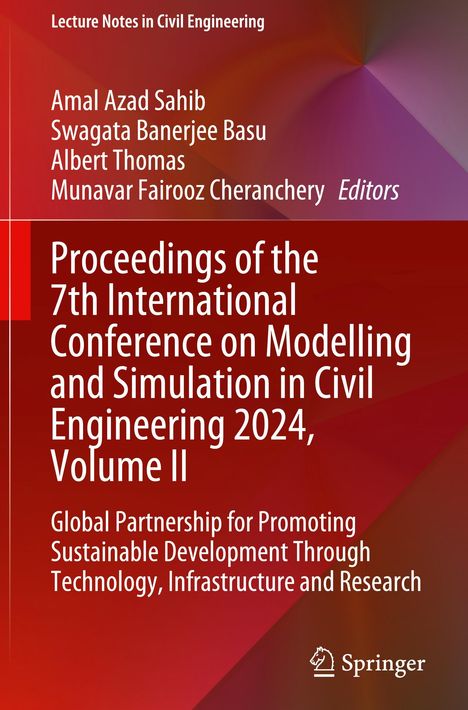 „Proceedings of the 7th International Conference on Modelling and Simulation in Civil Engineering 2024, Volume II“ auf rotem Hintergrund.