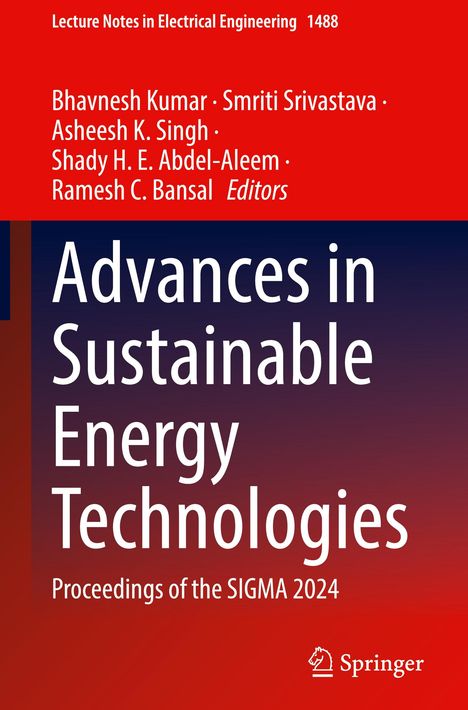 "Advances in Sustainable Energy Technologies, Proceedings of the SIGMA 2024." Rotes Design, Springer-Logo.