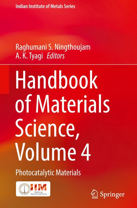 „Handbook of Materials Science, Volume 4: Photocatalytic Materials“. Oben Namen der Herausgeber. Zwei Logos unten. Hintergrund in Rot.