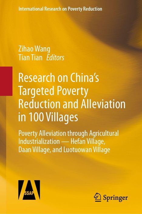 Titel: Forschung zu Chinas zielgerichteter Armutsreduzierung in 100 Dörfern. Gelber Hintergrund, Springer-Logo.