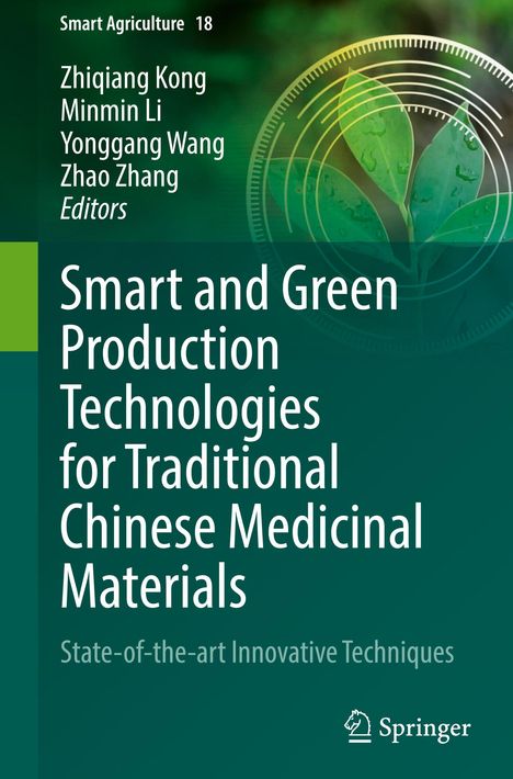 Buchtitel: "Smart and Green Production Technologies for Traditional Chinese Medicinal Materials". Blatt im Zentrum.