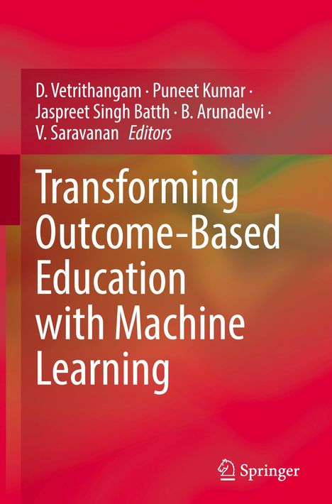 Titel: Transforming Outcome-Based Education with Machine Learning. Roter Hintergrund, weiße Schrift. Springer-Logo unten.