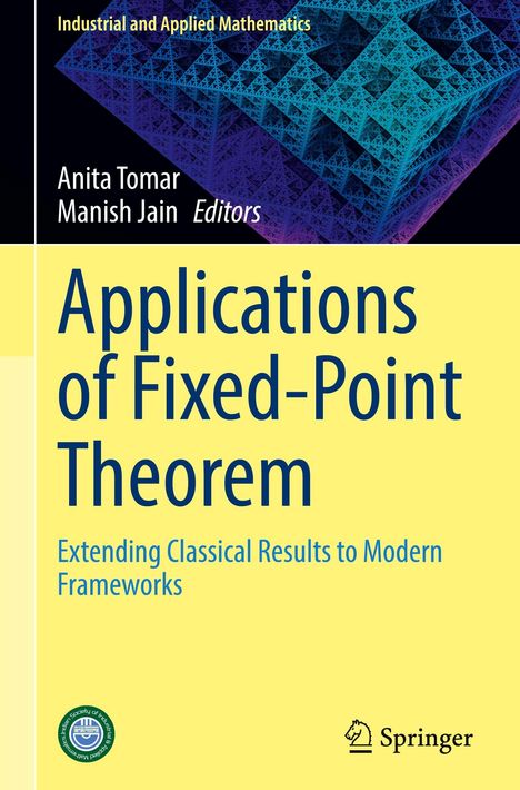 Text: "Applications of Fixed-Point Theorem". Gelbes Cover mit geometrischem Muster oben, Springer-Logo unten rechts.
