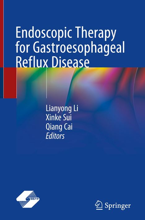 "Endoscopic Therapy for Gastroesophageal Reflux Disease" in großen weißen Buchstaben auf blauem Hintergrund.