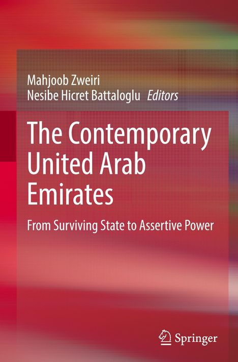 „The Contemporary United Arab Emirates: From Surviving State to Assertive Power“. Roter Hintergrund, Springer-Logo.
