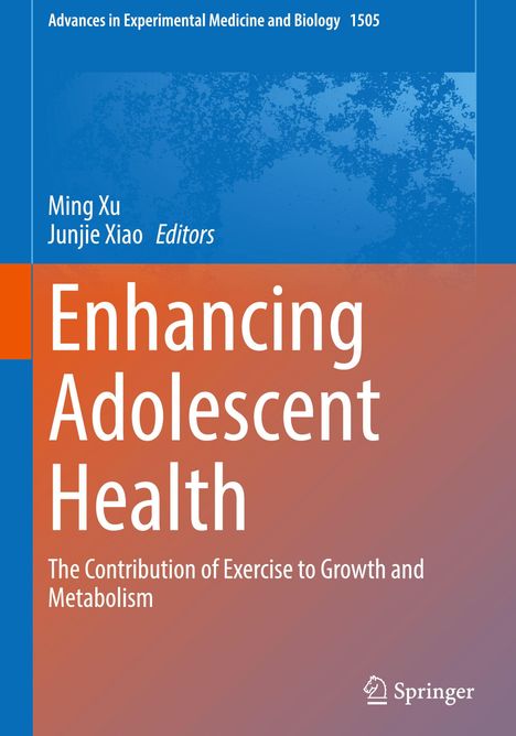 "Enhancing Adolescent Health" in großen Buchstaben; blauer und orangefarbener Hintergrund; Springer-Logo unten rechts.