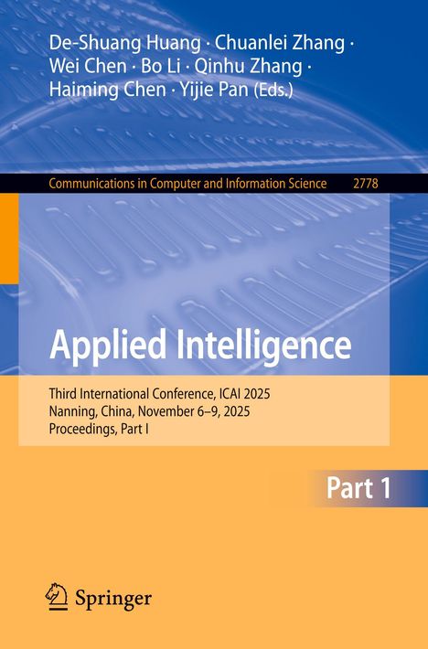 Buchtitel "Applied Intelligence", Konferenzdetails: ICAI 2025 in China, 6.–9. November. Springer-Logo unten.