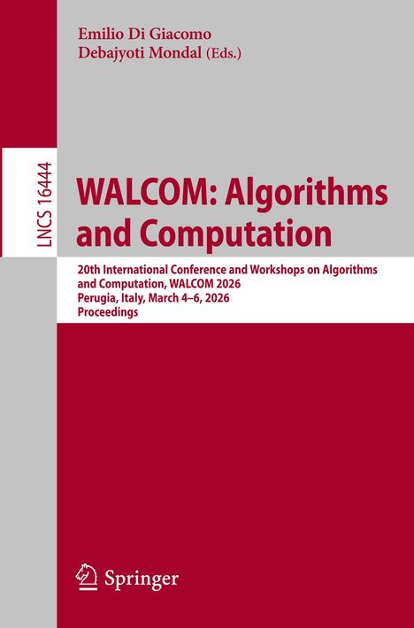 "LNCS 16444", "WALCOM: Algorithms and Computation", "Springer" unten. Rote und graue Buchtitelgestaltung.