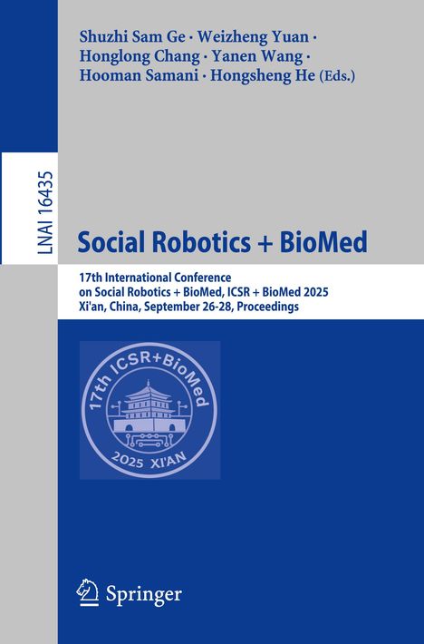 Texte: "Social Robotics + BioMed", "17th International Conference on Social Robotics + BioMed, ICSR + BioMed 2025". Unten Springer-Logo.