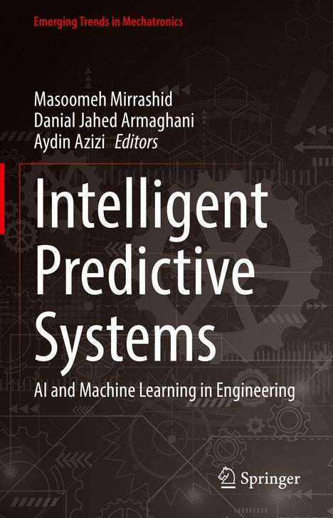 "Intelligent Predictive Systems: AI and Machine Learning in Engineering" mit Zahnrädern und technischen Symbolen im Hintergrund.