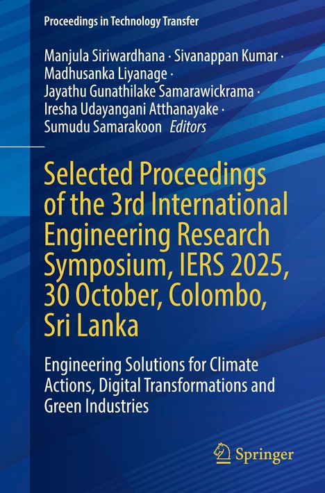 “Selected Proceedings of the 3rd International Engineering Research Symposium, IERS 2025...” Blauer Hintergrund.
