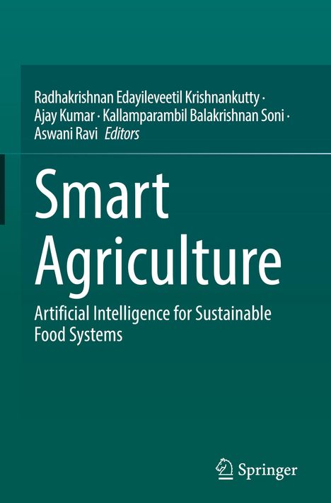 "Smart Agriculture: Artificial Intelligence for Sustainable Food Systems" von mehreren Herausgebern. Springer Logo unten.