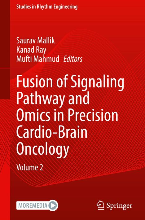 Titel: „Fusion of Signaling Pathway and Omics in Precision Cardio-Brain Oncology Volume 2“. Rotes Design mit weißen Linien.