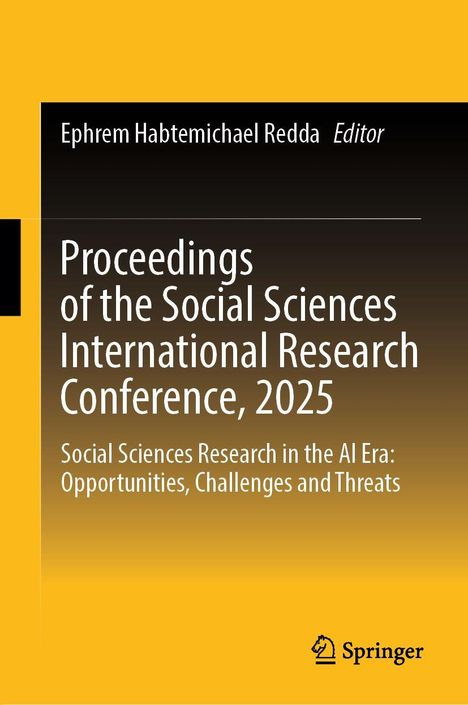 Titel: "Proceedings of the Social Sciences International Research Conference, 2025". Gelber Hintergrund, Springer-Logo.