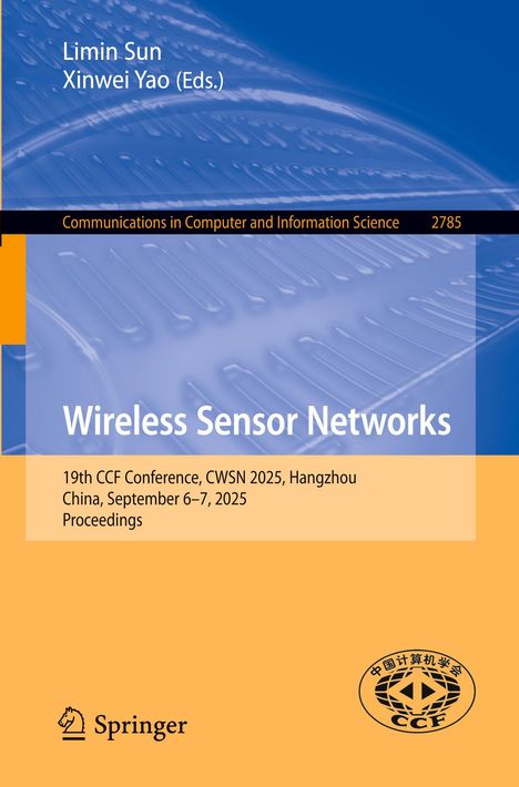 Titel: "Wireless Sensor Networks." Buchcover mit blauem Muster, Springer-Logo unten.