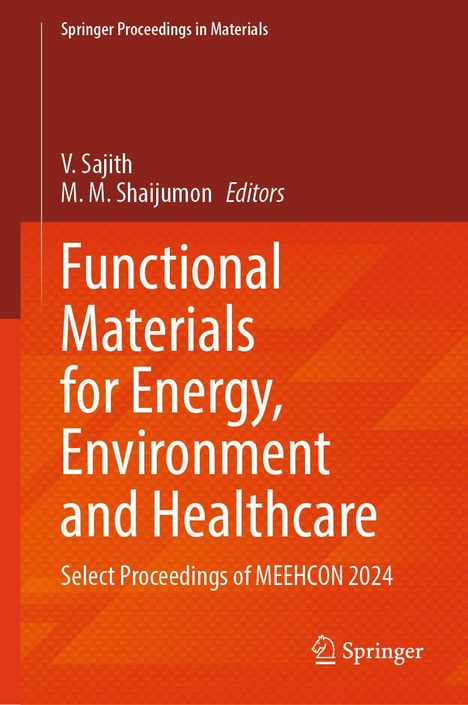 "Functional Materials for Energy, Environment and Healthcare", Springer, rote und orange Gestaltung, abstrakte Muster.