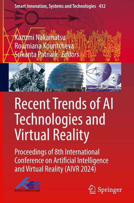 Titel: "Recent Trends of AI Technologies and Virtual Reality". Bilder: Gebäude, Satellitenschüsseln.