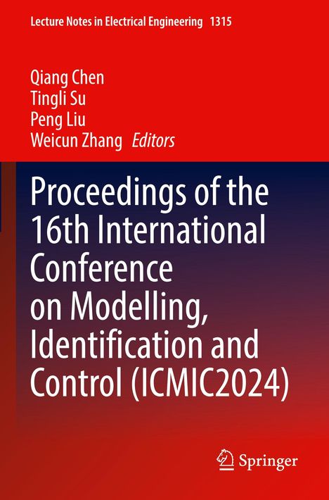 Titel: "Proceedings of the 16th International Conference on Modelling, Identification and Control (ICMIC2024)." Oben roter Hintergrund. Springer-Logo.