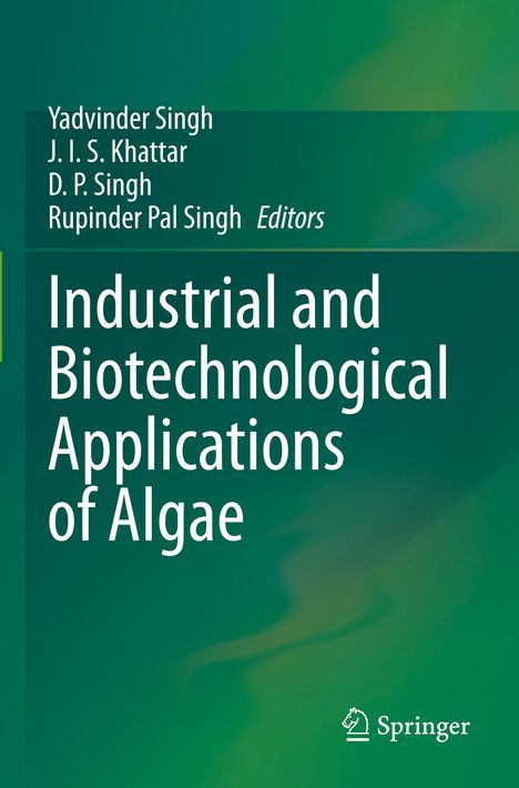 Titel: Industrial and Biotechnological Applications of Algae. Grüner Hintergrund, Springer-Logo unten rechts.