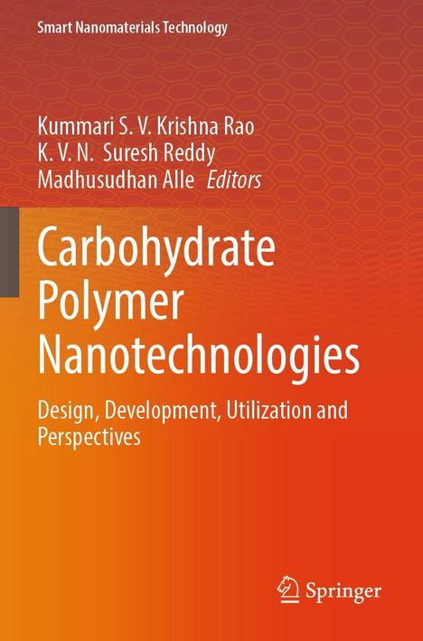 "Carbohydrate Polymer Nanotechnologies: Design, Development, Utilization and Perspectives" in orange-rotem Verlauf.