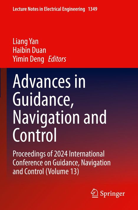Springer Buchcover: Roter und dunkelblauer Hintergrund. Titel: "Advances in Guidance, Navigation and Control".