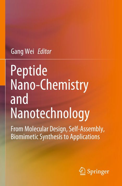 Titel: "Peptide Nano-Chemistry and Nanotechnology." Herausgeber: Gang Wei. Farbverlauf in Orange und Violett.