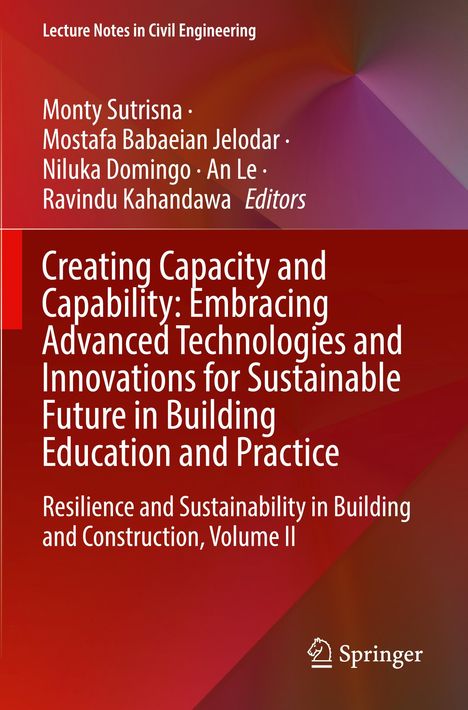 Cover mit rotem Hintergrund. Text: "Creating Capacity and Capability: Embracing Advanced Technologies and Innovations".