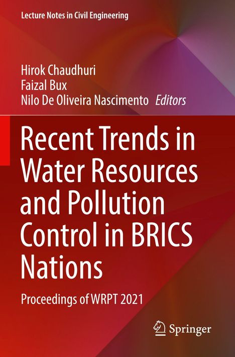 Text: "Recent Trends in Water Resources and Pollution Control in BRICS Nations". Cover mit rotem Hintergrund. Springer-Logo unten.