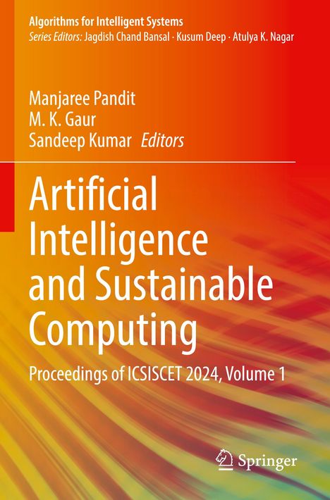 Buchtitel: "Artificial Intelligence and Sustainable Computing". Hintergrund in warmen Gelb- und Orangetönen. Springer-Logo.