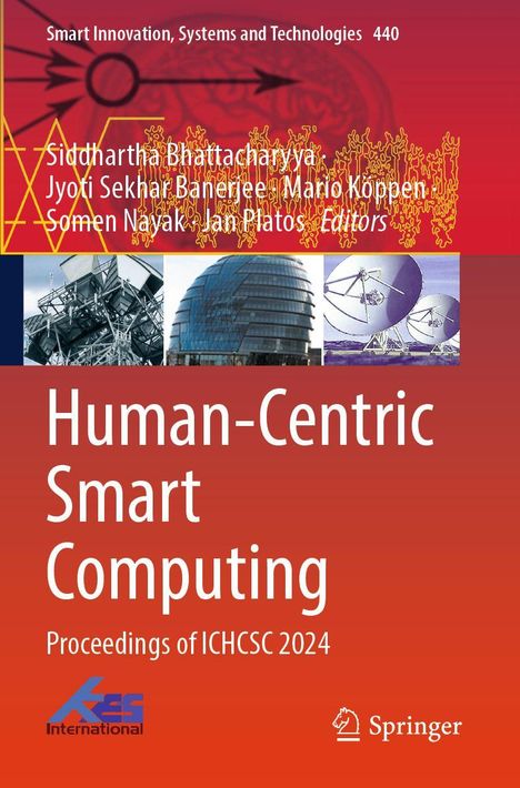 Text: Human-Centric Smart Computing: Proceedings of ICHCSC 2024. Oben Illustrationen von Technologien und ein Gehirn.