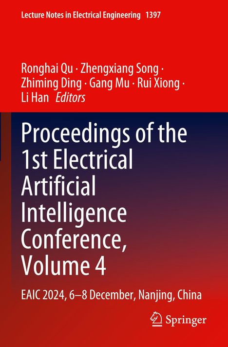 "Proceedings of the 1st Electrical Artificial Intelligence Conference, Volume 4" vor rot-blauem Hintergrund. Springer-Logo.