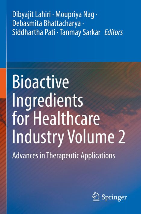Titel: "Bioactive Ingredients for Healthcare Industry Volume 2". Herausgeber sind sechs Personen. Springer-Logo unten.