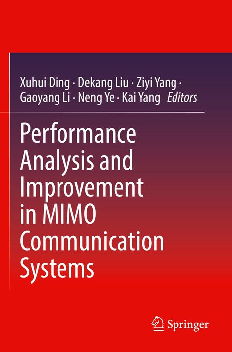 Oben Namen der Herausgeber, Titel: "Performance Analysis and Improvement in MIMO Communication Systems", unten Logo.