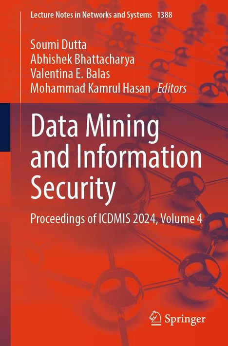 „Data Mining and Information Security: Proceedings of ICDMIS 2024, Volume 4“. Rotes Cover mit molekularen Strukturen.