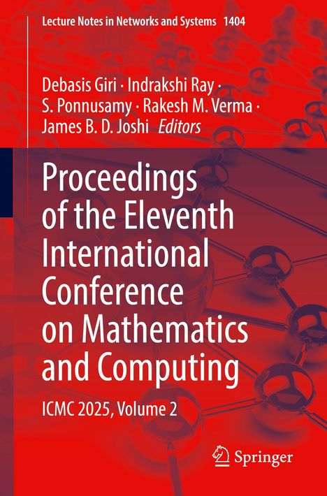 Titel: „Proceedings of the Eleventh International Conference on Mathematics and Computing, ICMC 2025, Volume 2“. Hintergrund: Rote Molekülstruktur.