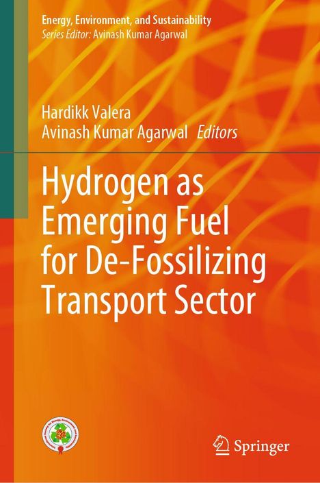 Titel: "Hydrogen as Emerging Fuel for De-Fossilizing Transport Sector" vor einem orange-roten Hintergrund.