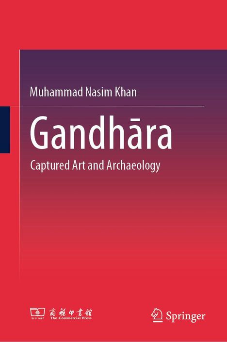 "Captured Art and Archaeology" von Muhammad Nasim Khan. Oben roter Verlauf, unten Logo von Springer und The Commercial Press.