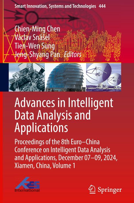 "Advances in Intelligent Data Analysis and Applications" steht auf einem roten Buchcover mit technischen Illustrationen und Logos.