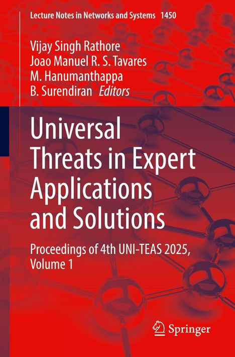 Titel: Universal Threats in Expert Applications and Solutions. Hintergrund: Rotes abstraktes Netzwerk.