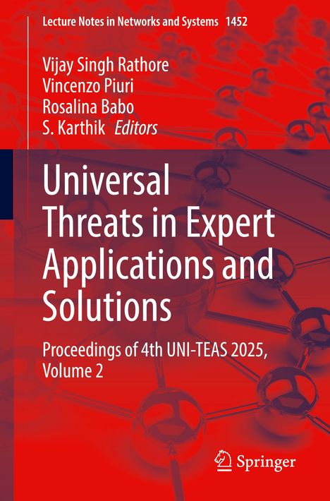 „Universal Threats in Expert Applications and Solutions“; rote Hintergrundgrafik mit vernetzten Kugeln, Springer-Logo.