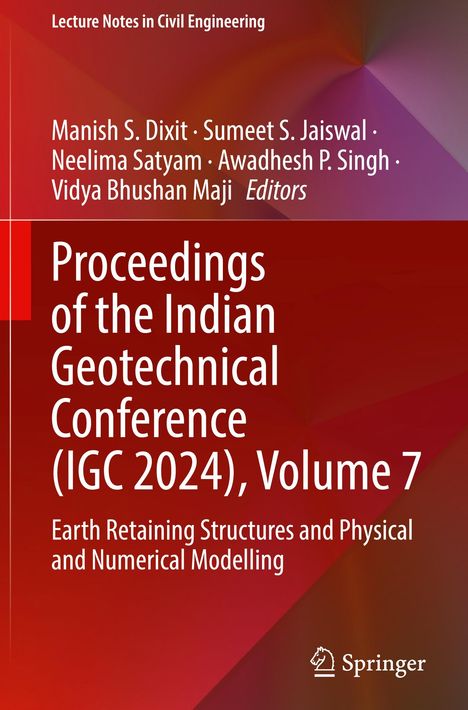 "Proceedings of the Indian Geotechnical Conference (IGC 2024), Volume 7" in Weiß auf rotem Hintergrund. Springer-Logo.